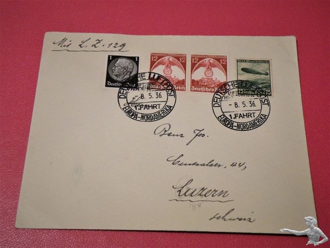 1936 Briefumschlag Zeppelin Luftpost LZ129